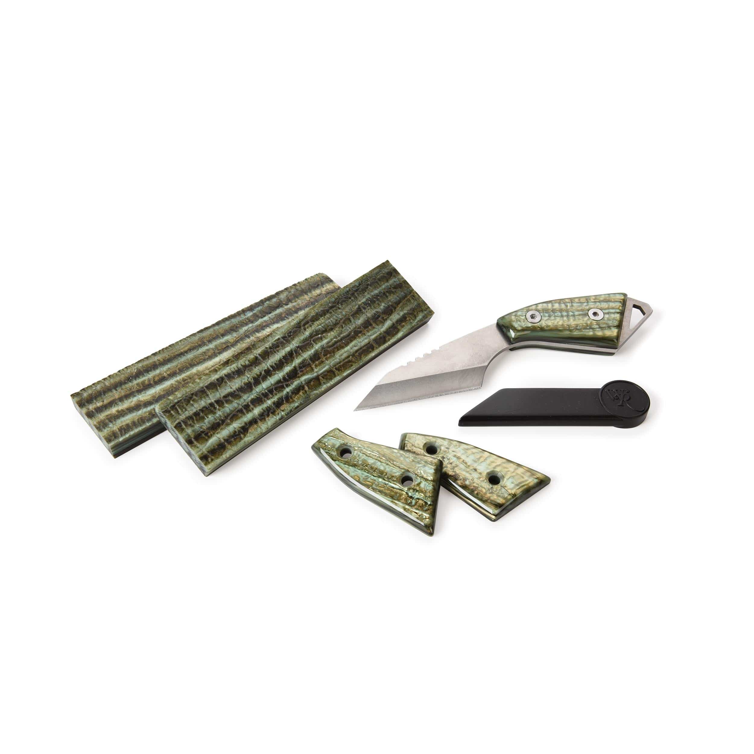 Poly Resin Knife Scales - 15/64" x 2" x 7" - Green Tortoise - Pair - Image 3